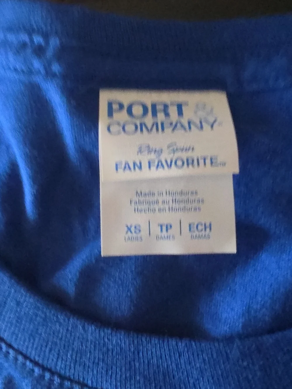Port and Company Blue Chicago Baseball Tee with Red Lettering